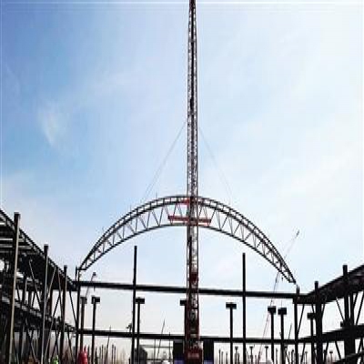 国际农业博览园项目屋盖钢构管桁架吊成功