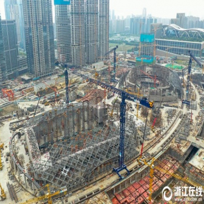 武汉钢结构公司杭州亚运会“联体双馆”开始屋盖钢结构安装